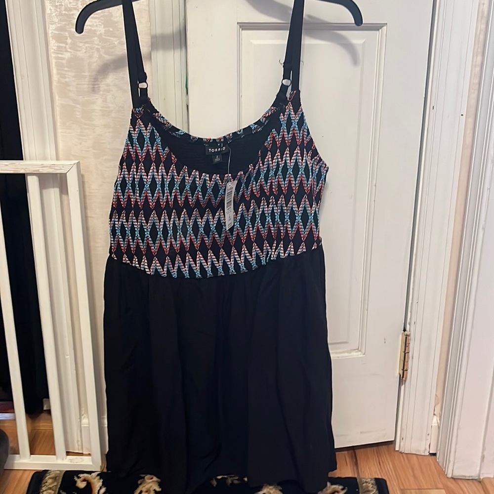 Torrid black challis babydoll top nwt